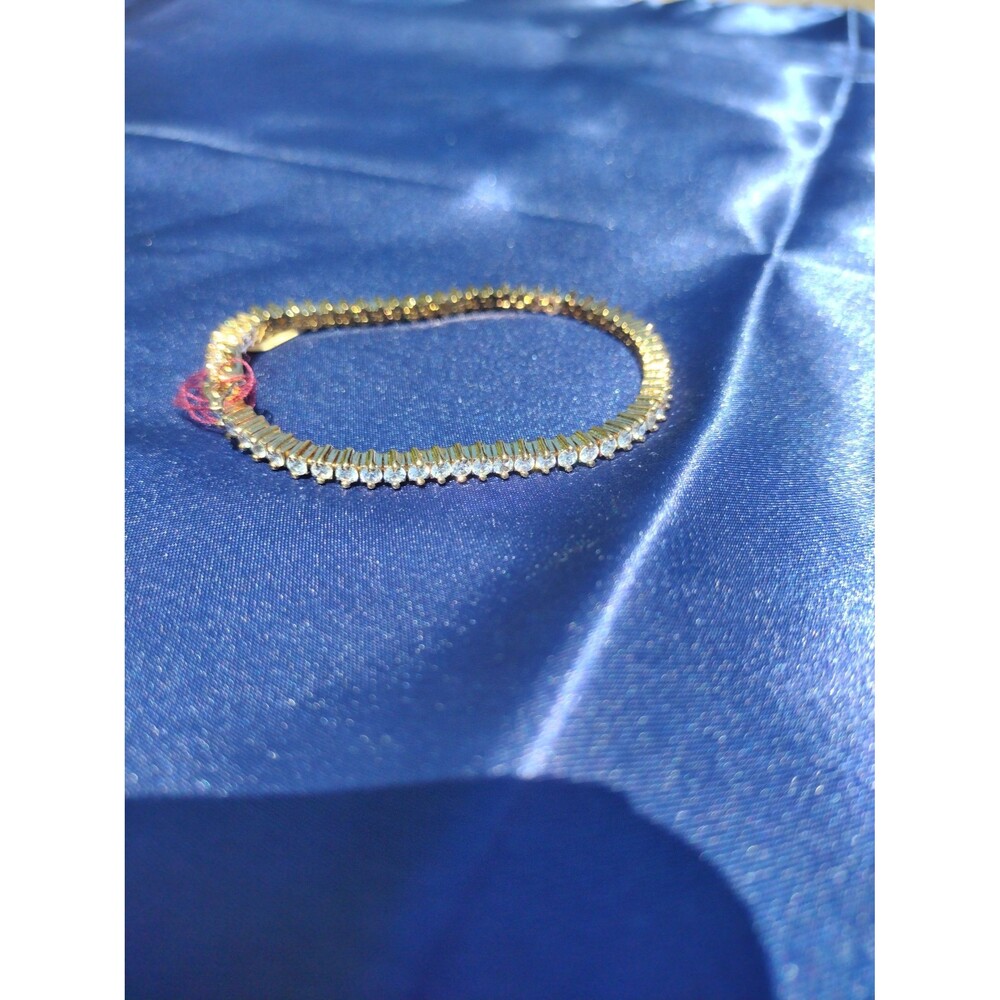 RINC Gold Vermeil Crystal Tennis Bracelet Silver Gilt - Picture 4 of 5
